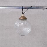 Italian Mid-Century Glass and Brass Pendant Light