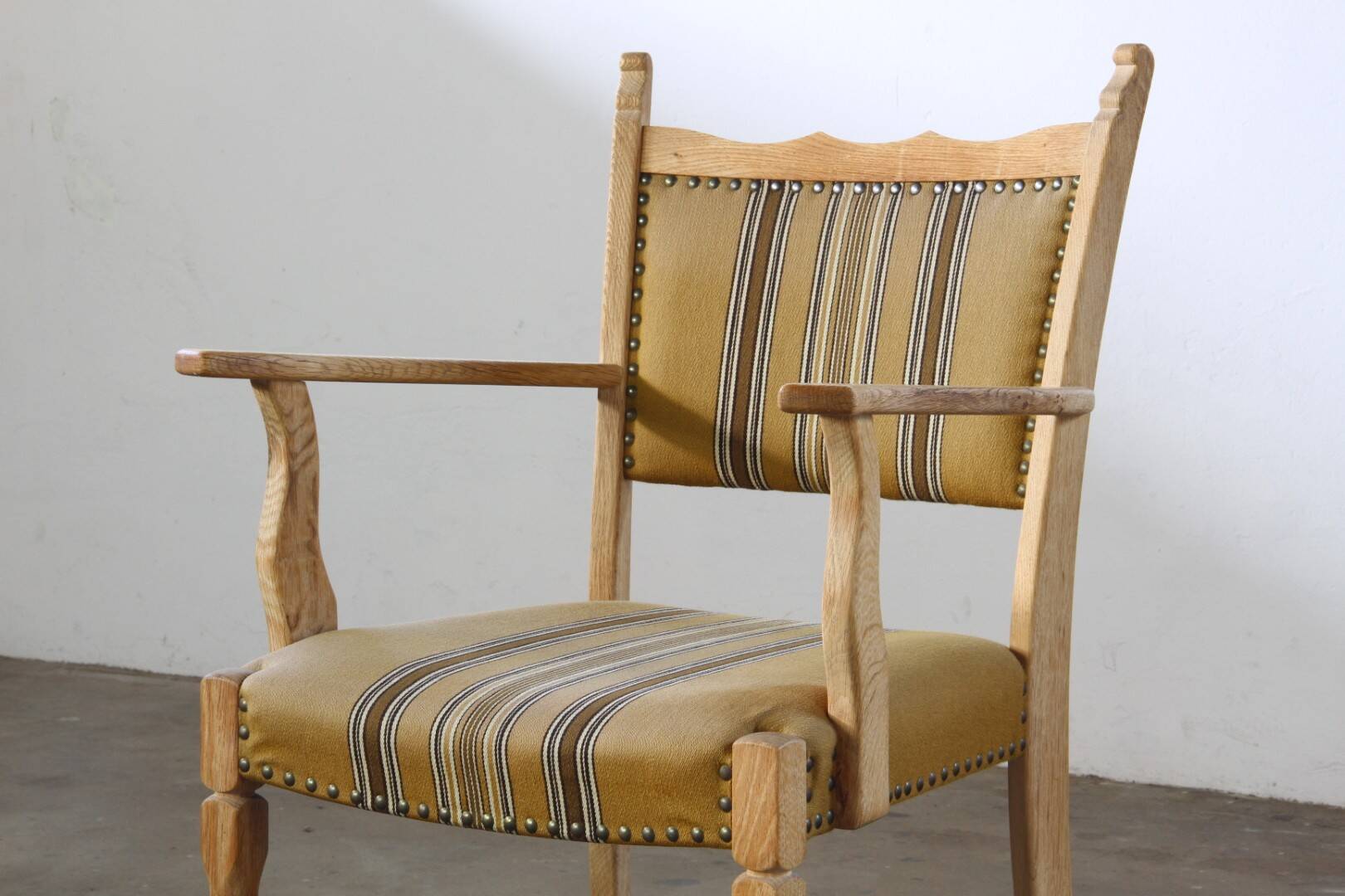 Vintage Danish Solid Oak Brutalist Armchair, Henning Kjærnulf style, 1960s