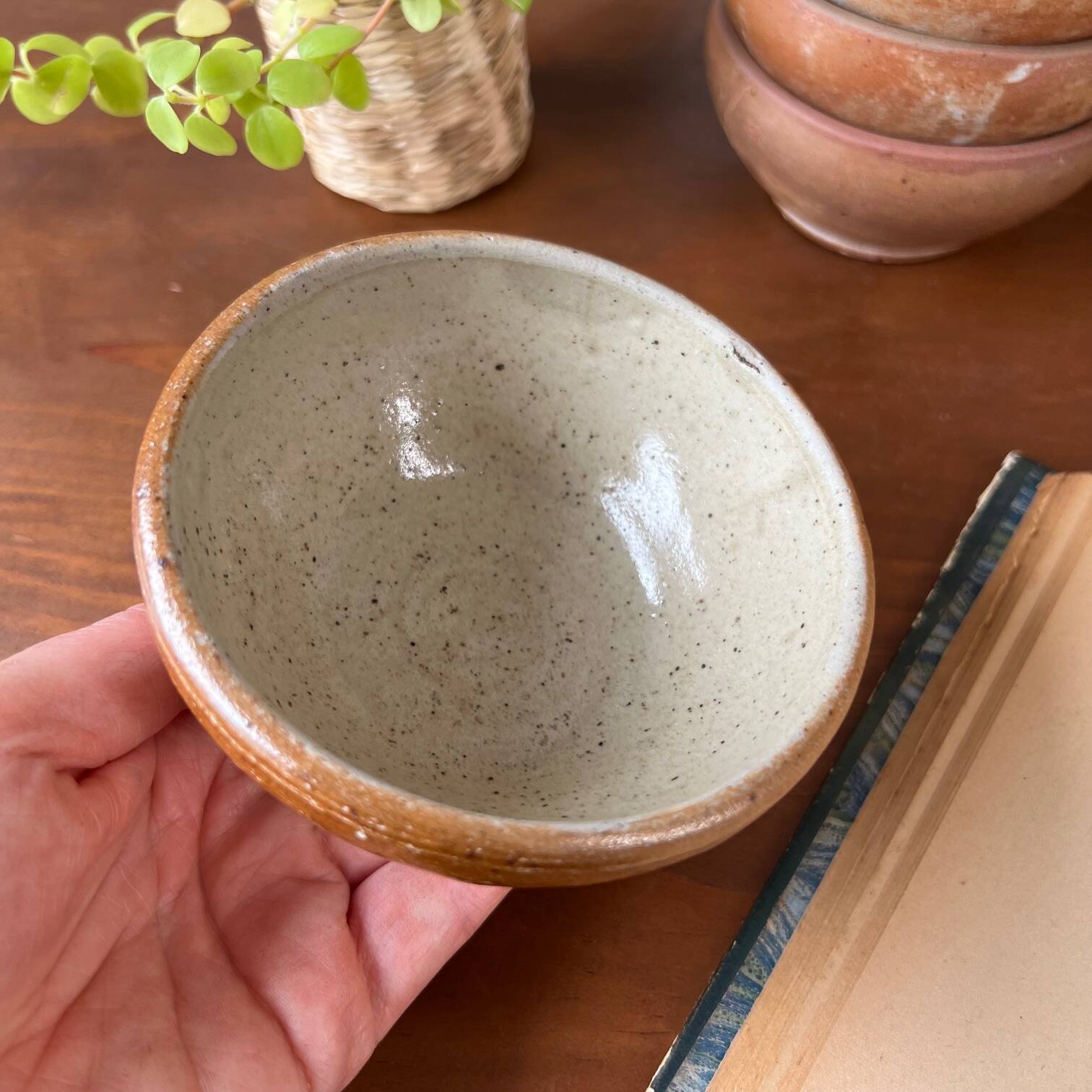 7 old stoneware bowls