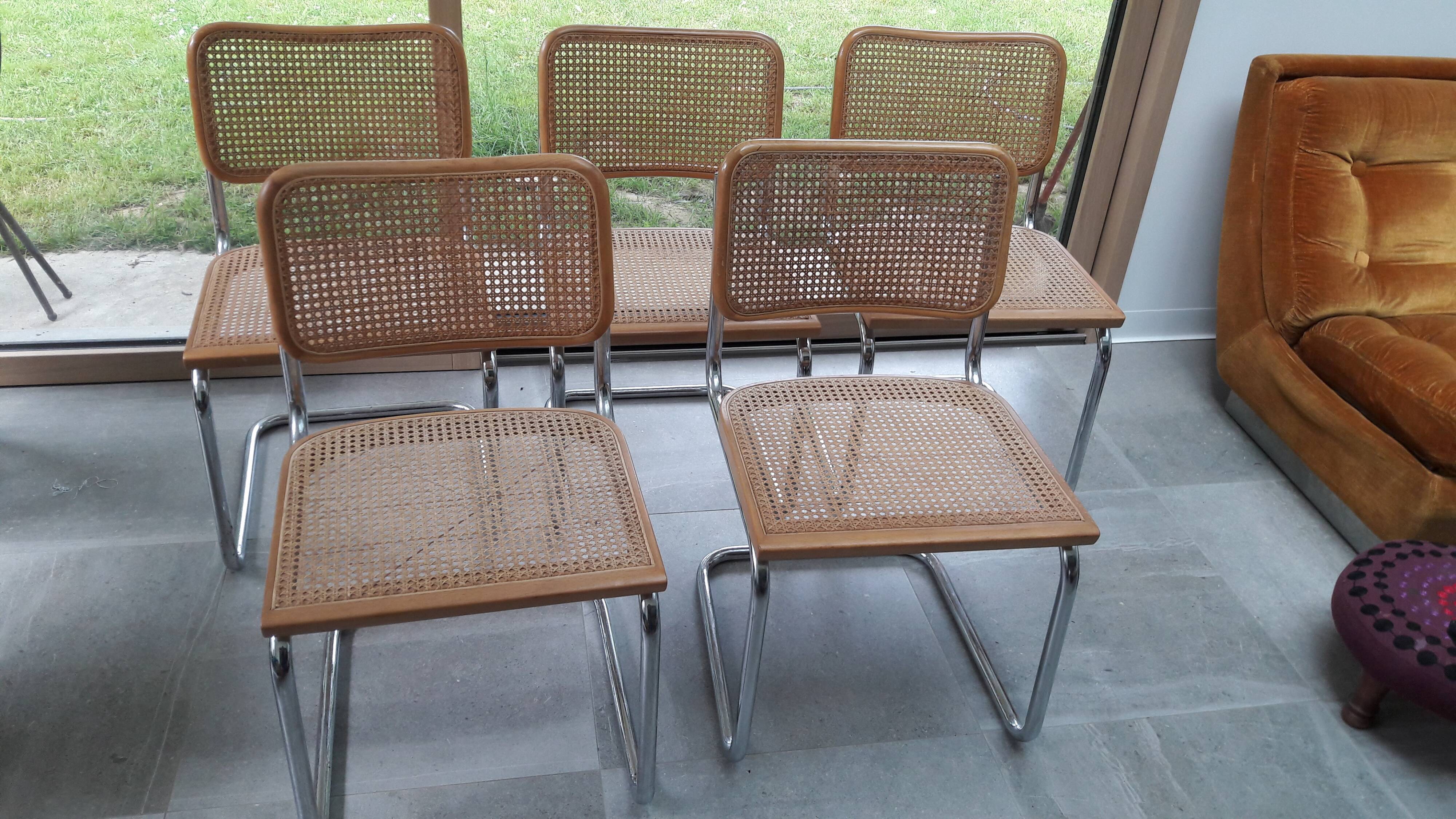 Set of 5 B32 Marcel Breuer cesca chairs