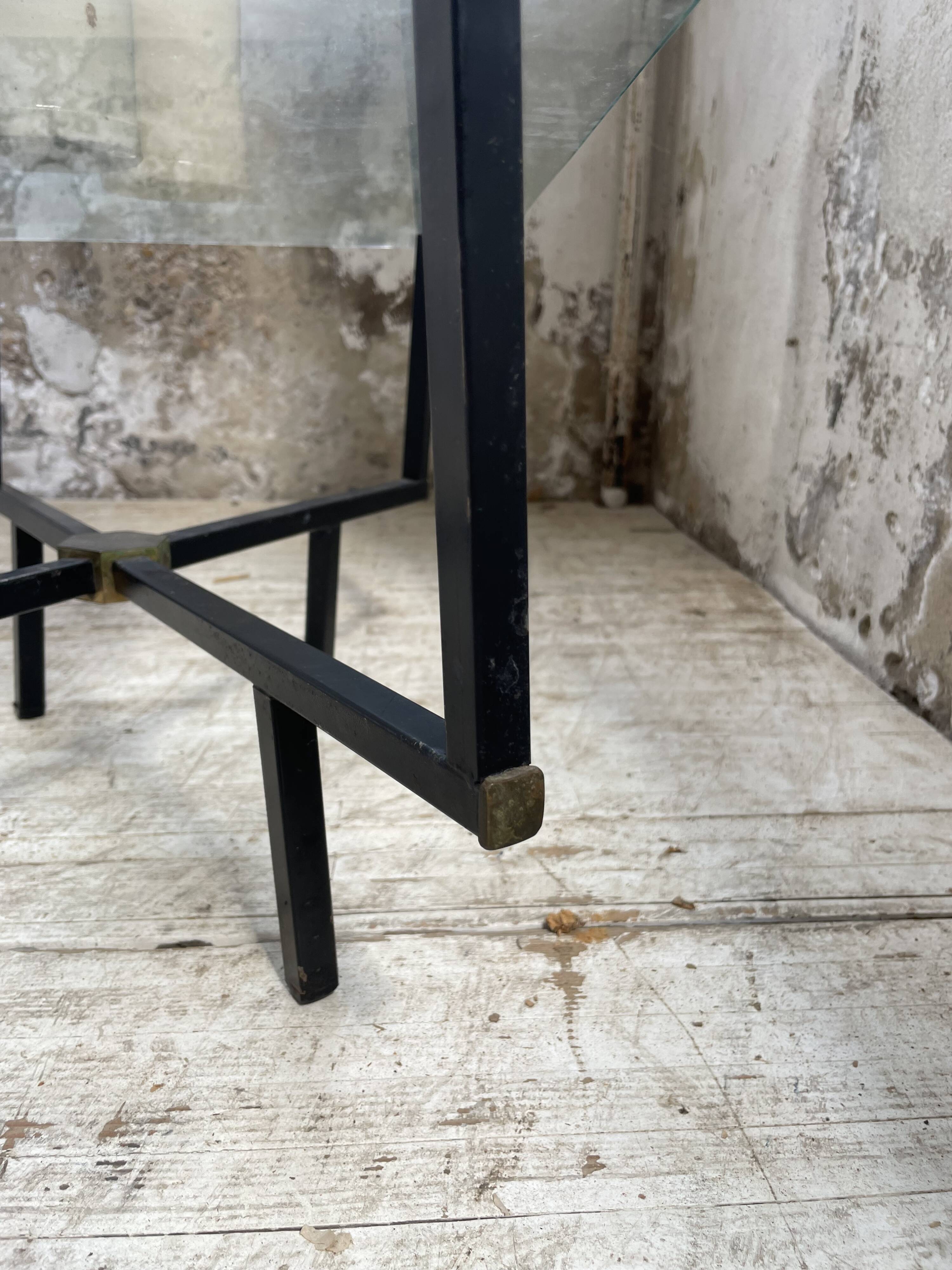 60s glass coffee table