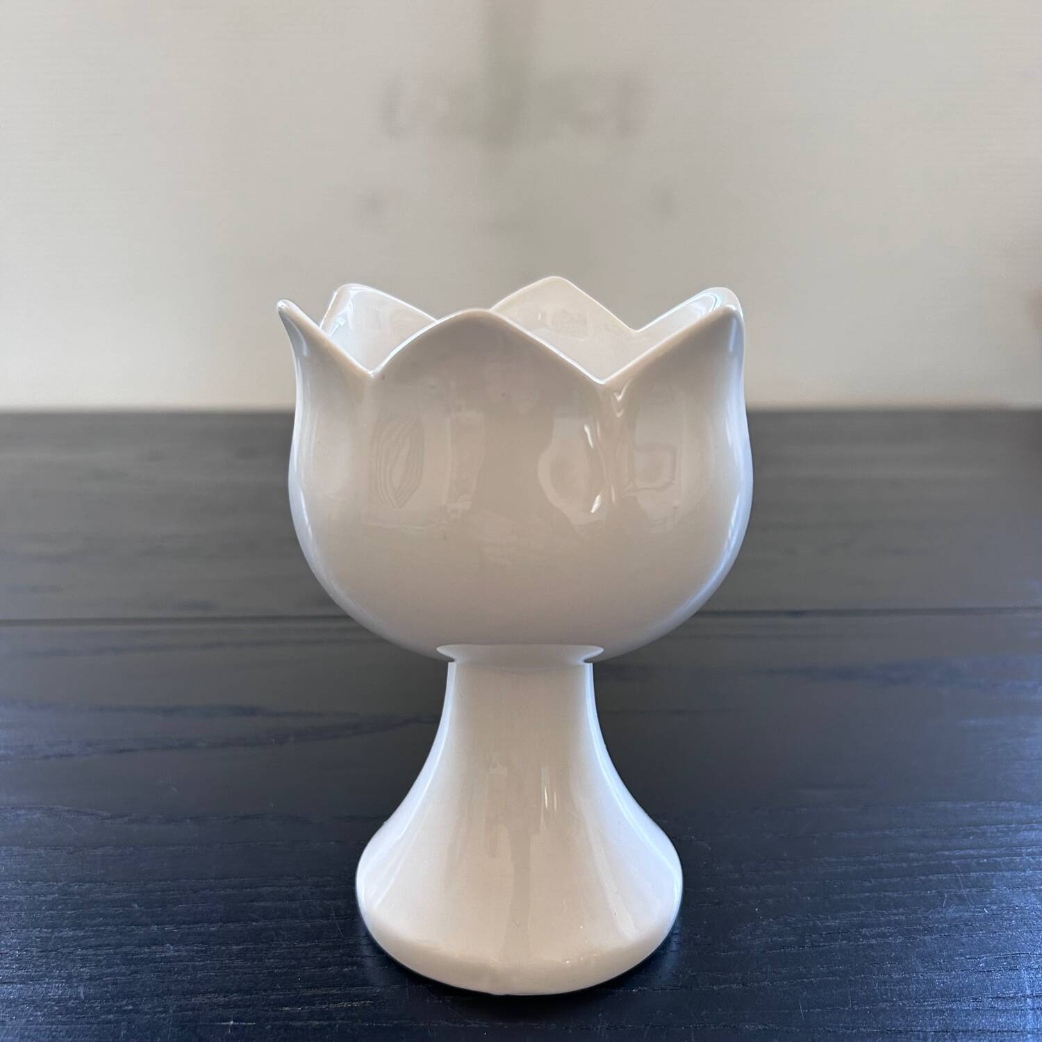 White tulip candle holder