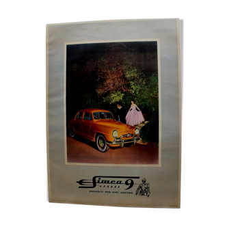 Affiche ancienne Simca 9 1951 1955