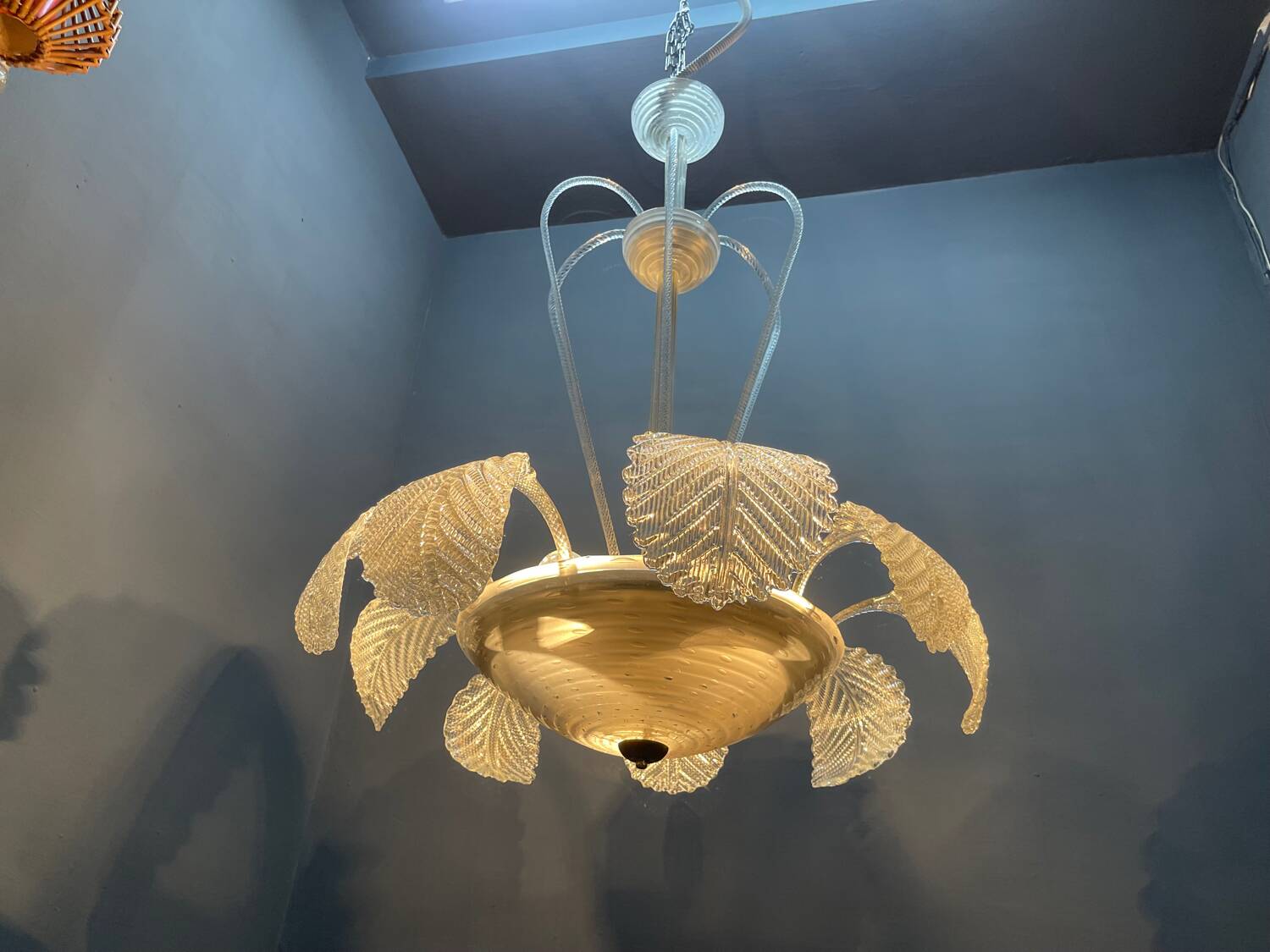 Grand lustre cascade en verre de Murano Barovier, années 1940