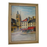 Georges Wolinski, View of Paris, oil on panel, 1982, framed
