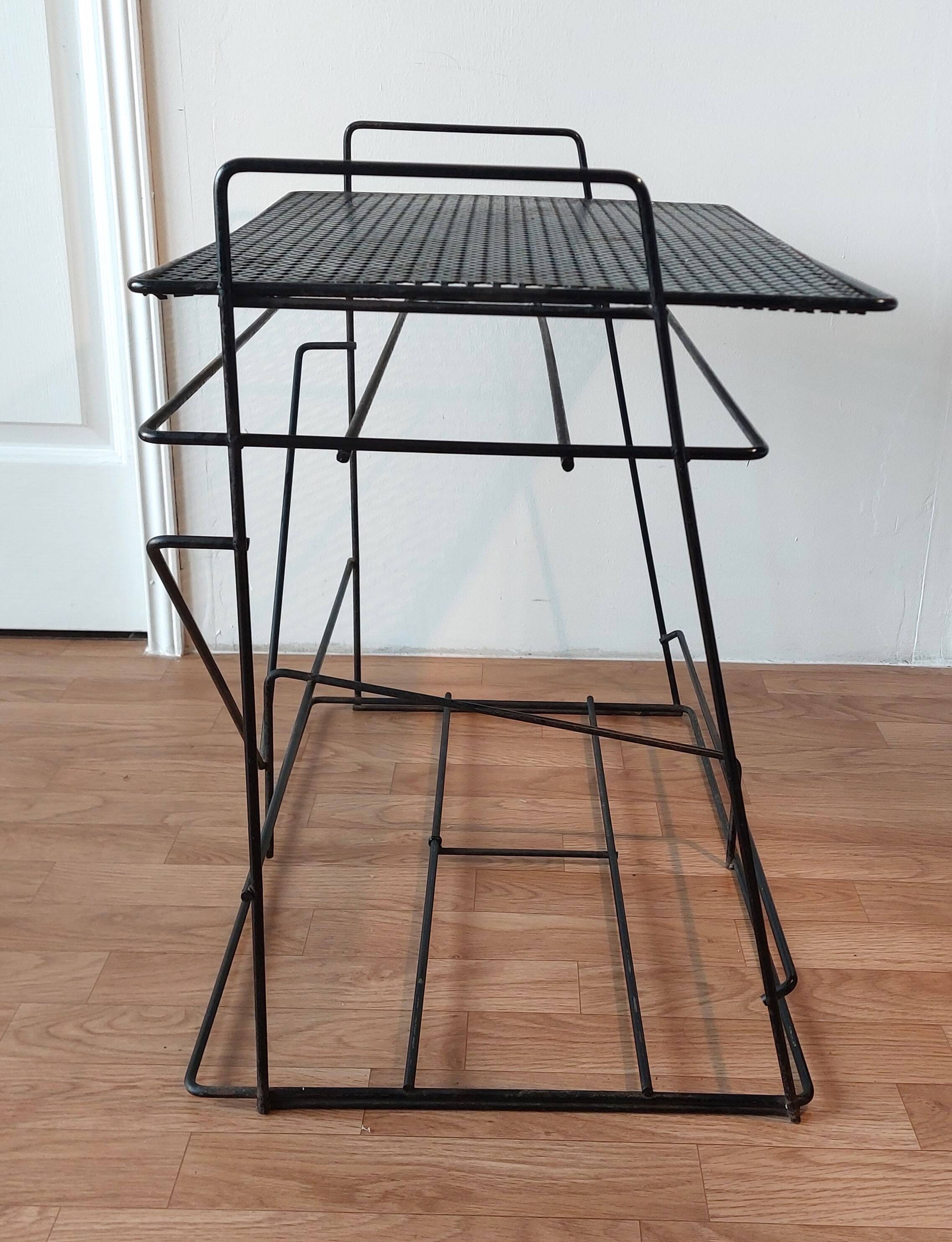 Perforated black metal serving table 1950/1960.