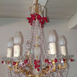 Murano chandelier with red grape pampilles