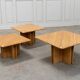 Ensemble de trois tables gigognes en chêne blond, années 80