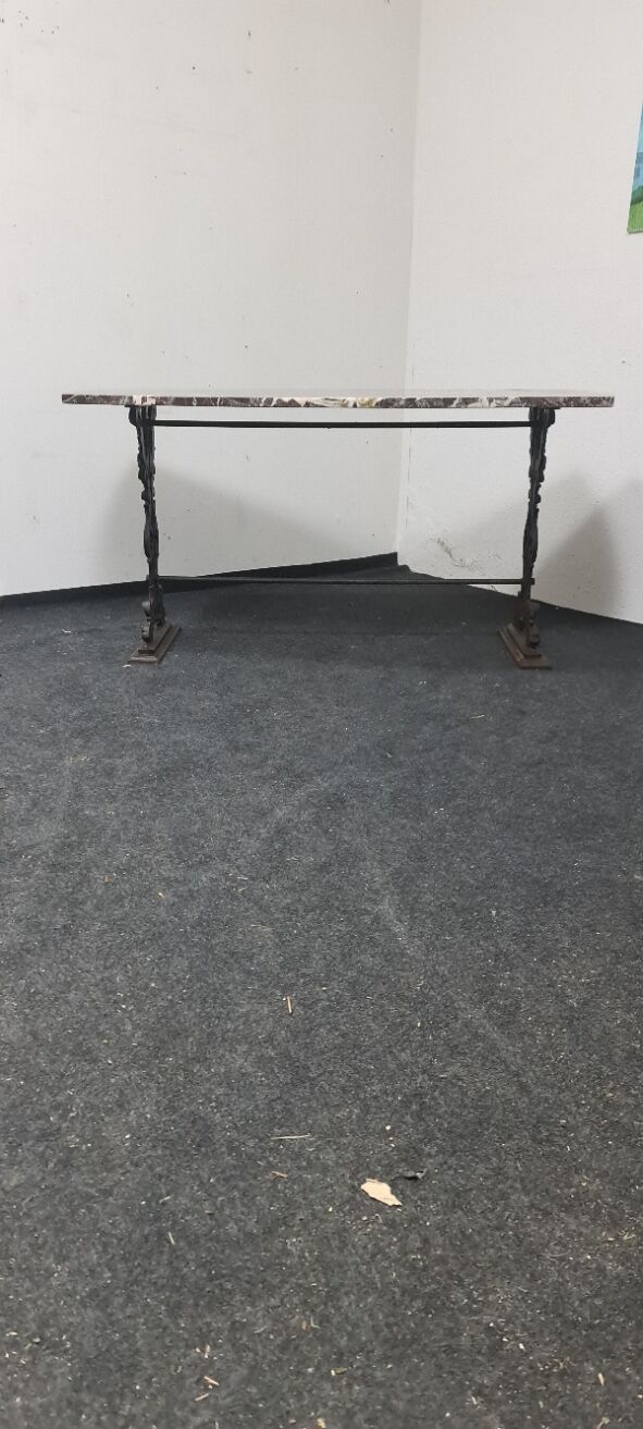Vintage cast iron and stone garden table