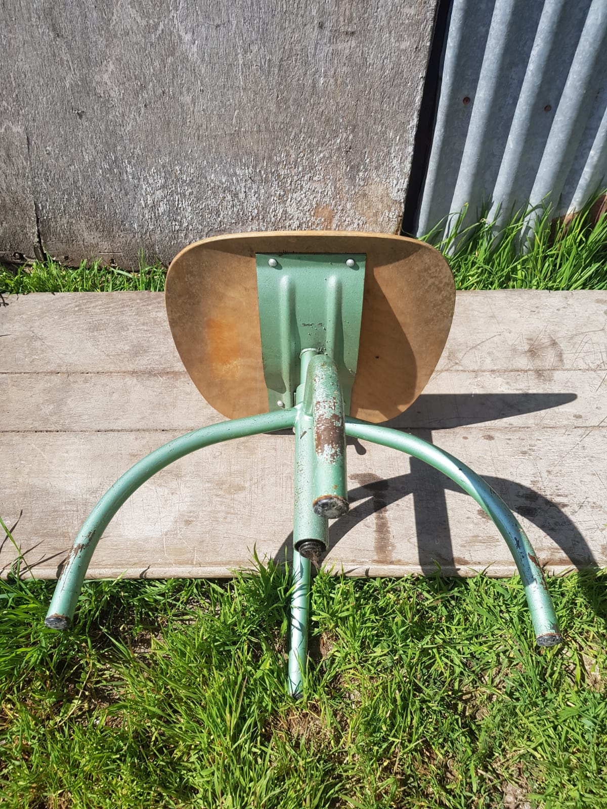 Former Anatomic metal workshop chair - seated - vintage adjustable wood file
