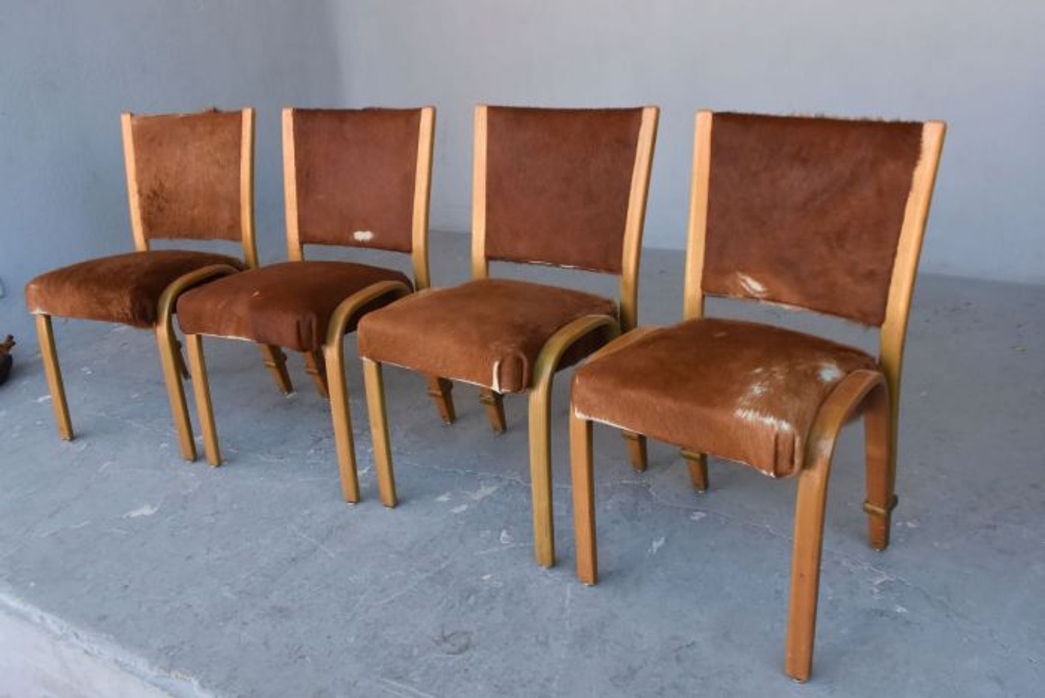 Série de 4 chaises Von Bode édition Steiner cuir de poulain