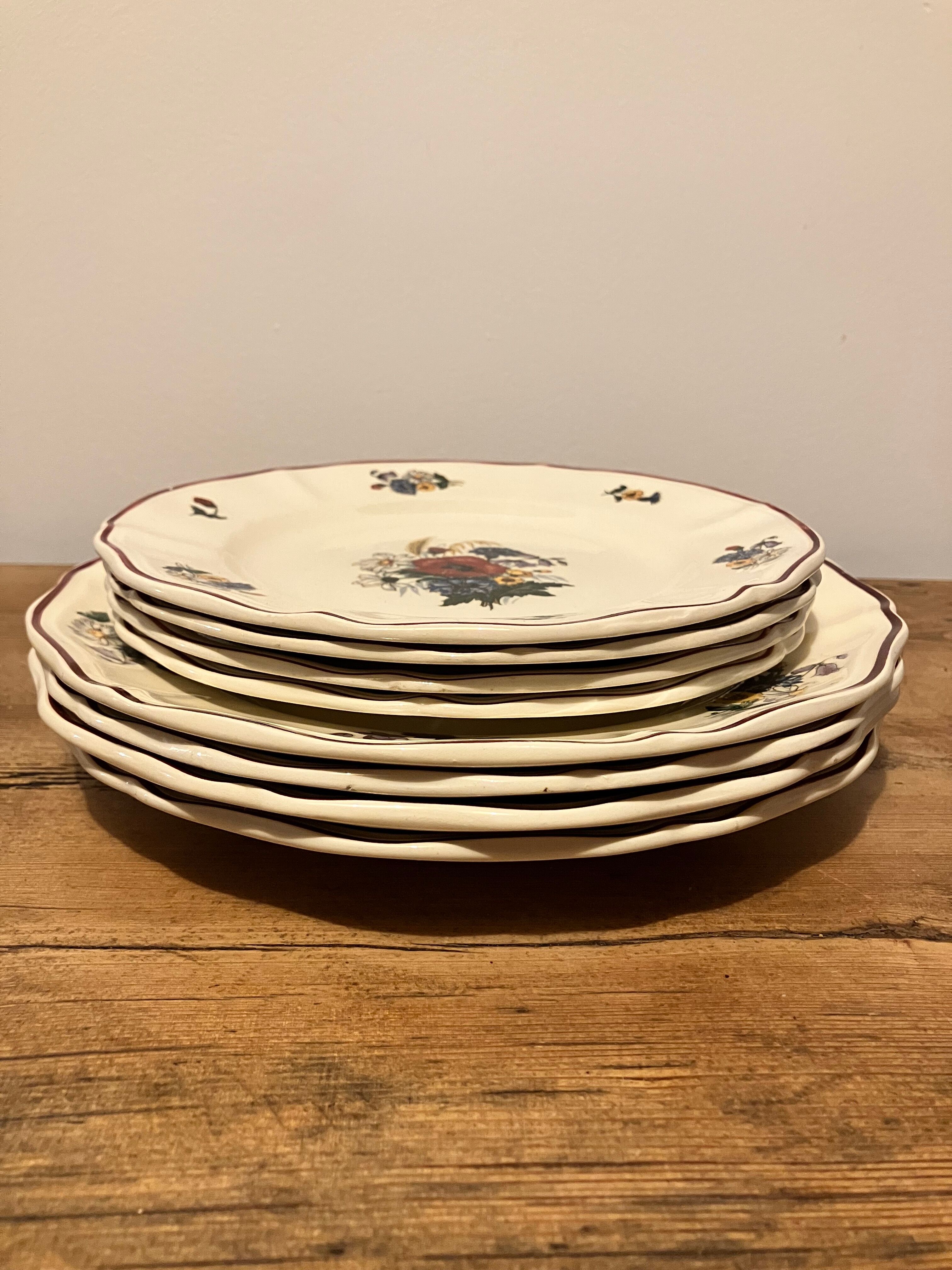 Set of 4 flat plates and 4 dessert plates Sarreguemines, Agreste service