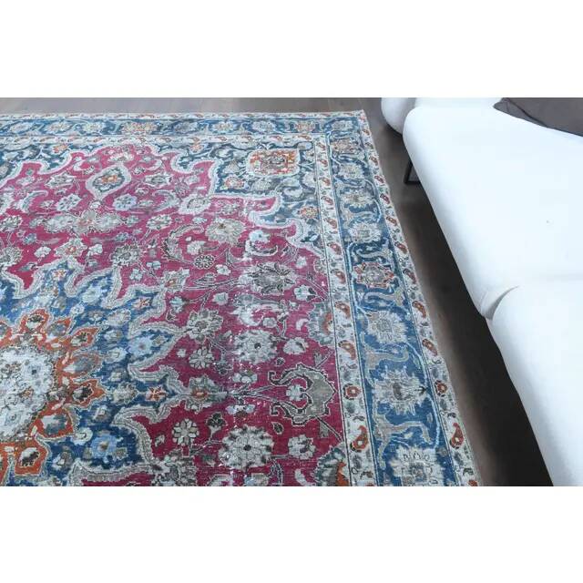 1970s Vintage Persian Handmade Wool Cotton Light Red Area Rug 249x342