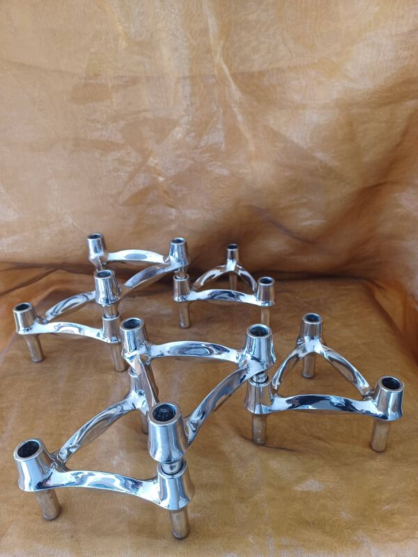 Bougeoirs nagel/stoff modulables (6) vintage