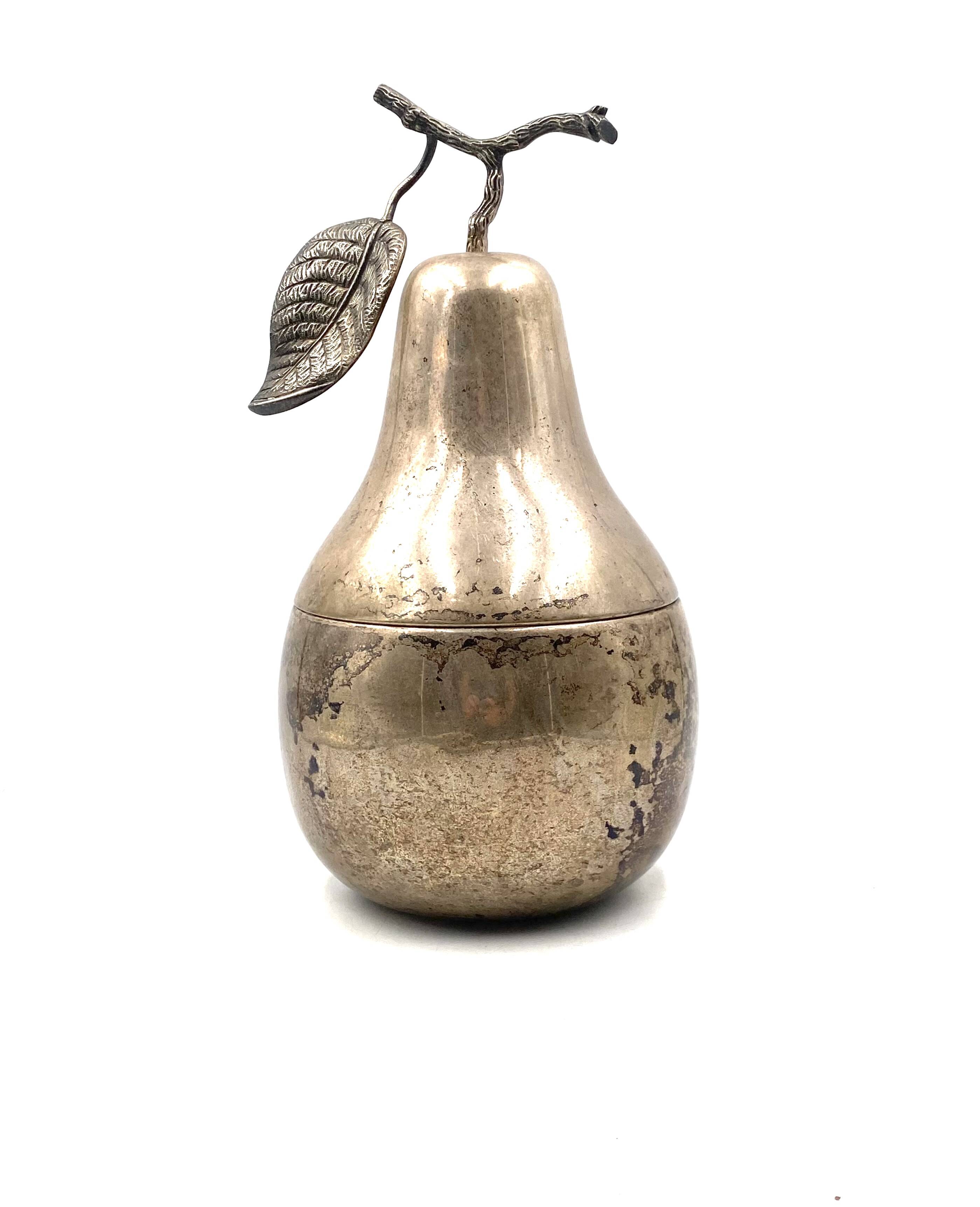 Modern silver-plated Pear wine cooler / ice bucket, Teghini Firenze Italy 1970s