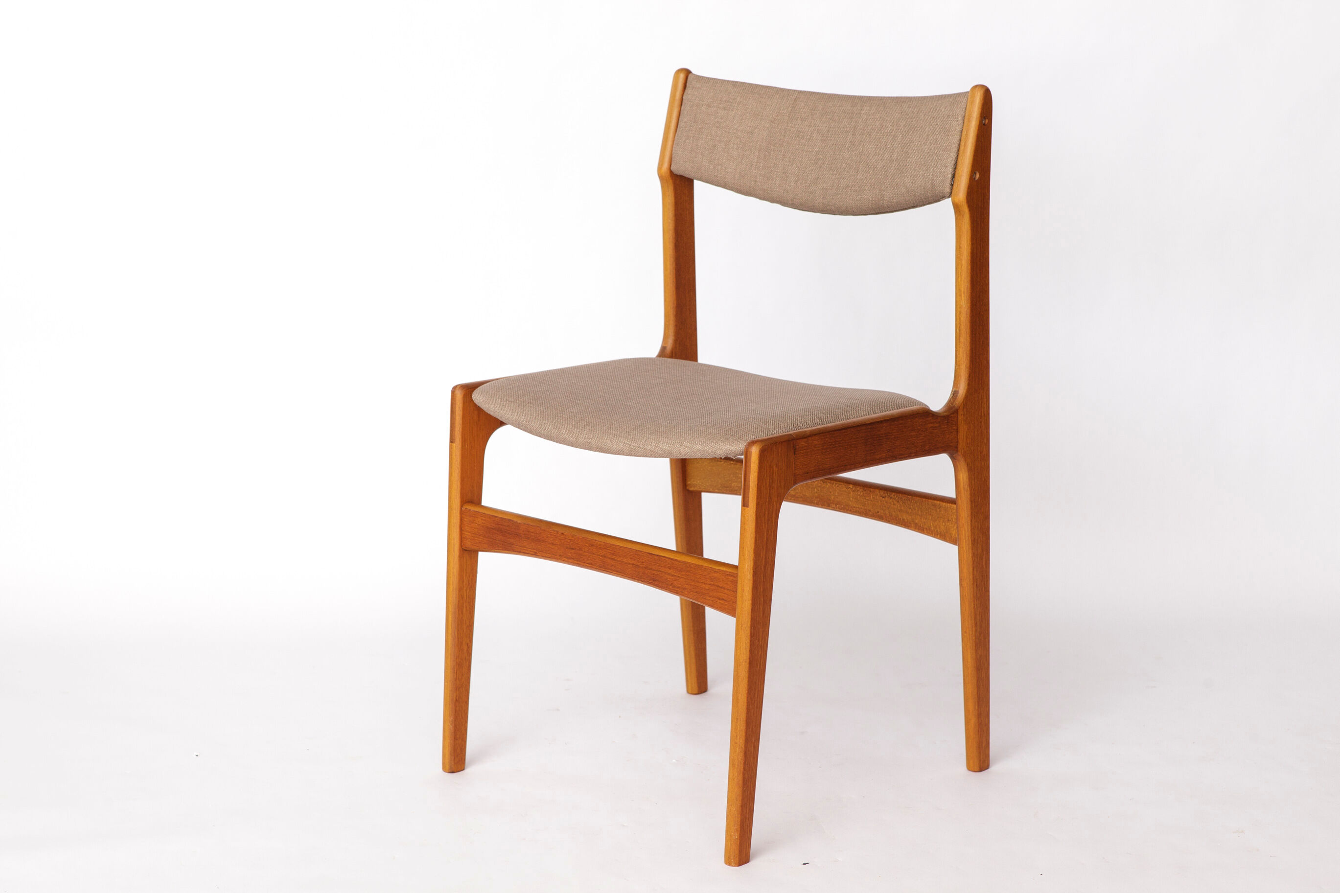 1 of 4 Vintage Danish Teak Dining Chair – 1960s, Reupholstered in Grey