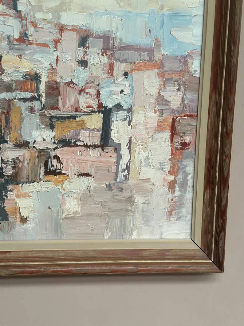Original Swedish Oil on Panel – “Composition” by Gösta Calmayer – Signed – Dated 1961 – Vintage & Framed – 62 × 45 cm (24.4" × 17.7")