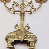Ancienne paire de chandeliers a 3 branches en laiton