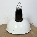 Industrial Soviet White Enamel Pendant Lamp, 1960s