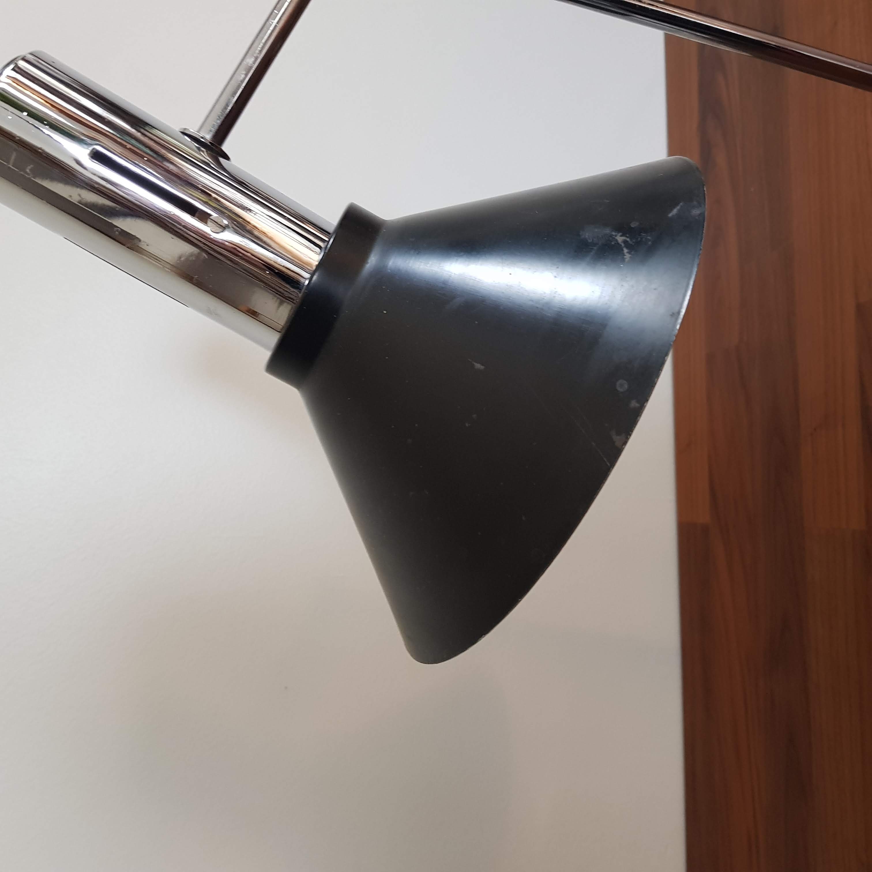 Vintage and Italian black lamp chrome with two ball joints