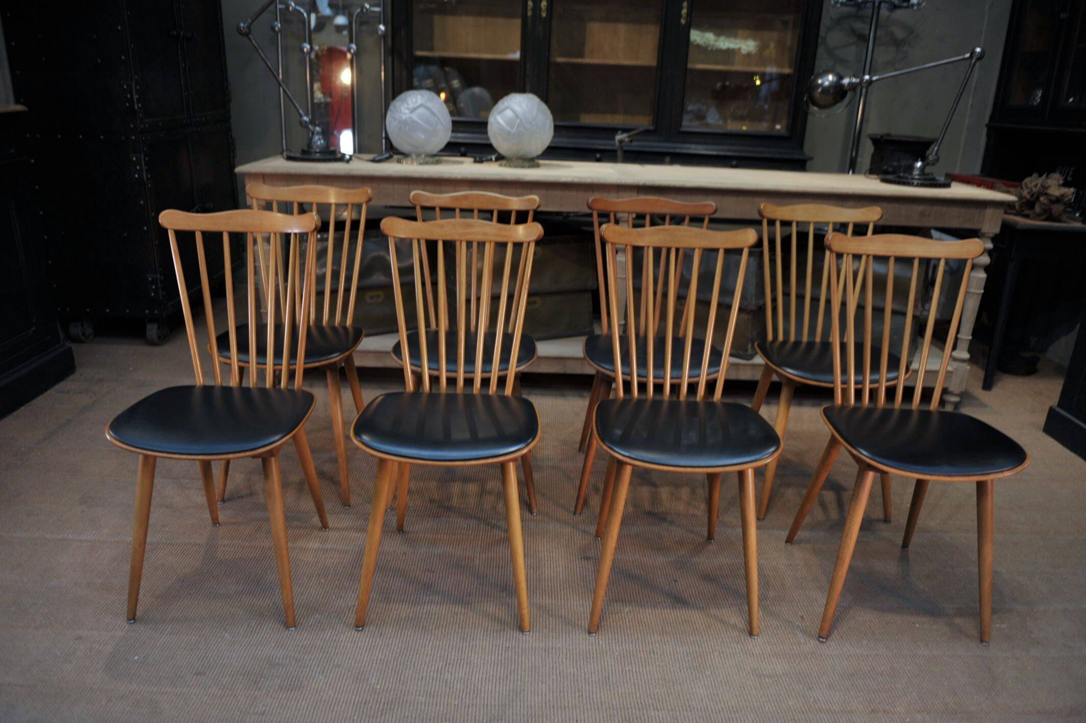 Lot of 4 Antique Bistro Chairs BAUMANN FRANCE 1960