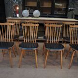 Lot de 4 Anciennes Chaises de Bistrot BAUMANN FRANCE 1960