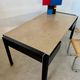 Italian design postmodern desk in metal and vintage 80s travertine top