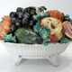 Coupe fruits et légumes en trompe l'oeil en céramique fin 19e