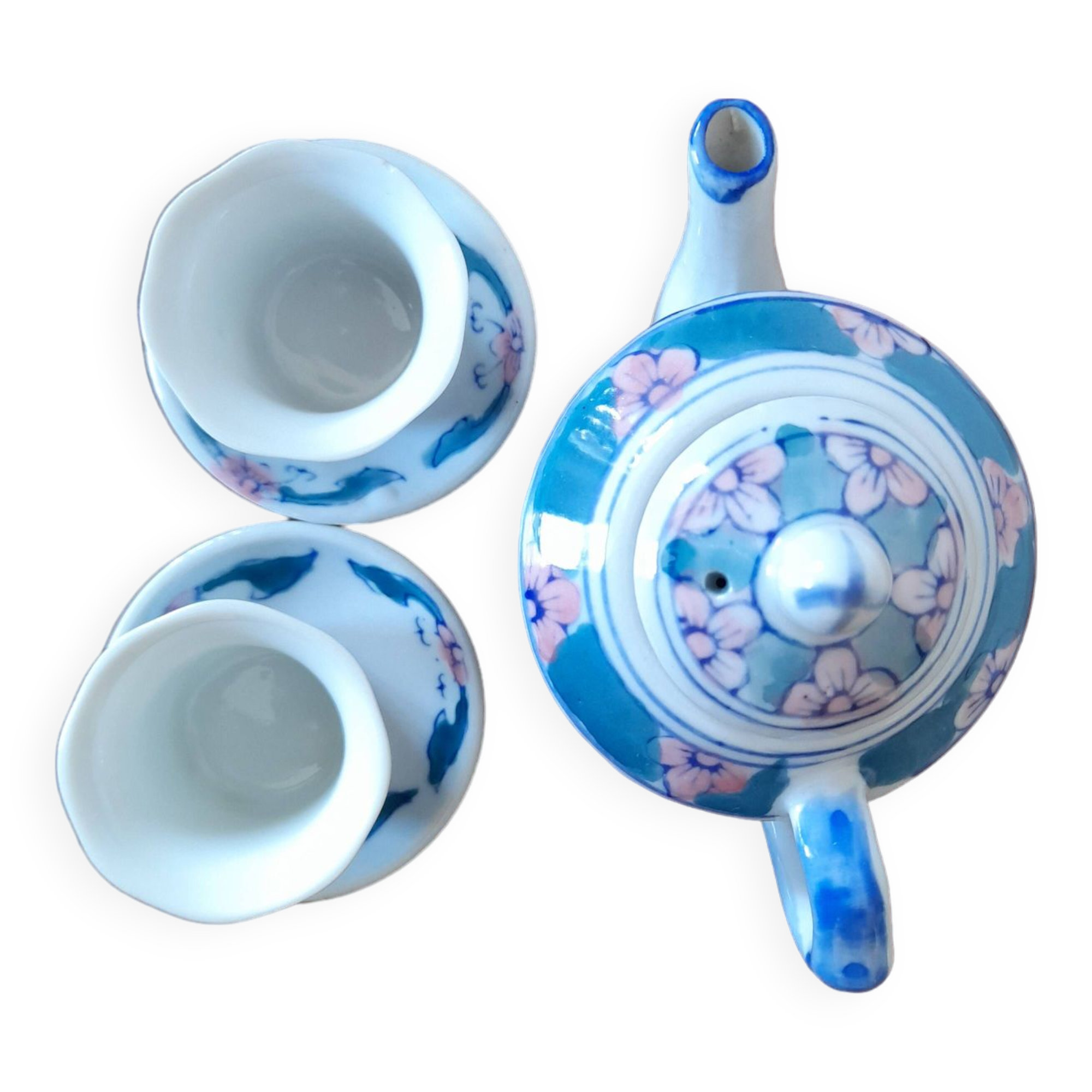 Miniature Chinese Porcelain Teapot and Cups Set - Dinette