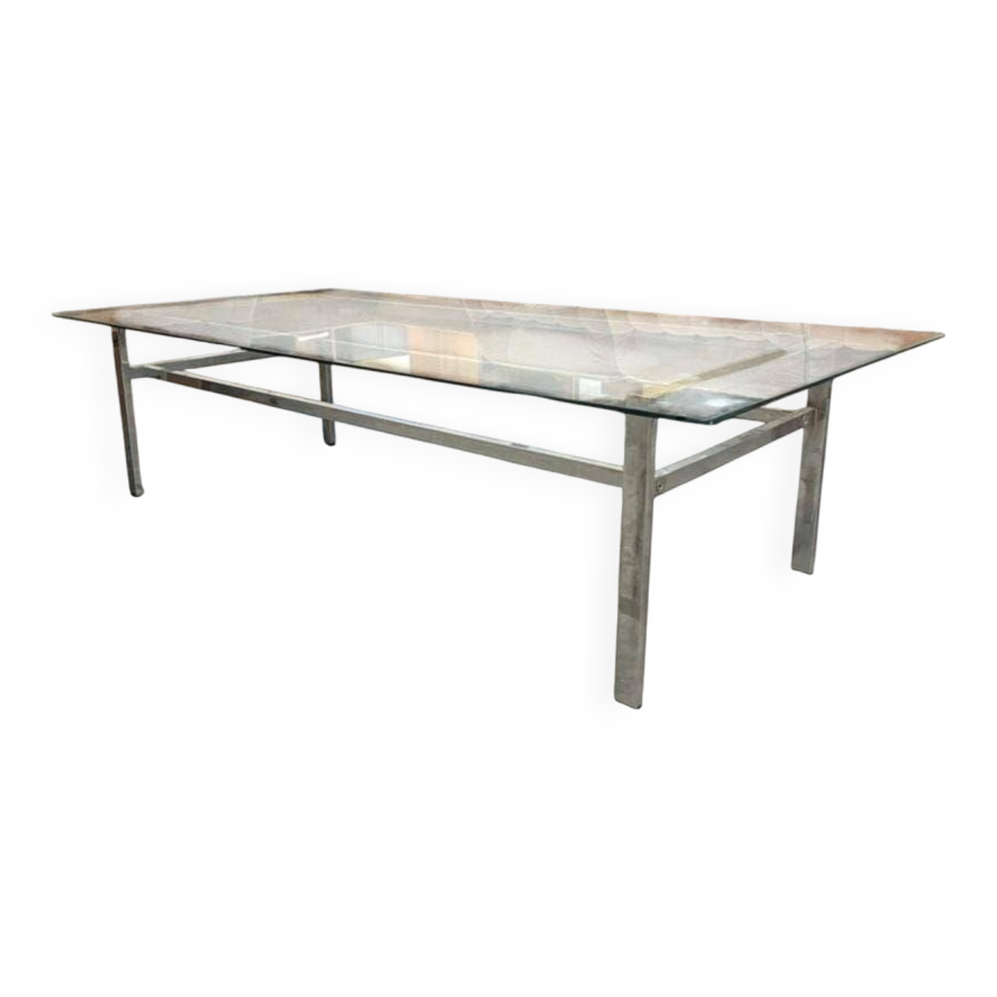 XL vintage coffee table in glass and chrome