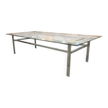 XL vintage coffee table in glass and chrome