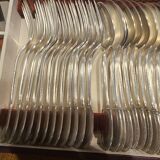 Service for 12 place settings + 6 ERCUIS GODRONS model silver-plated knives, 24.5 cm