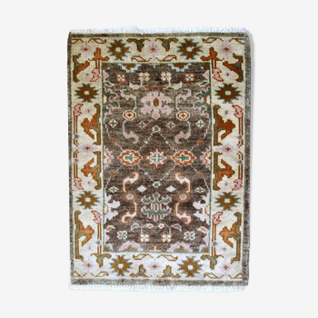 Vintage Indian Mahal handmade carpet 64cm x 97cm 1980s