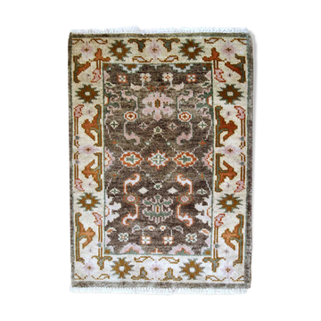 Vintage Indian Mahal handmade carpet 64cm x 97cm 1980s