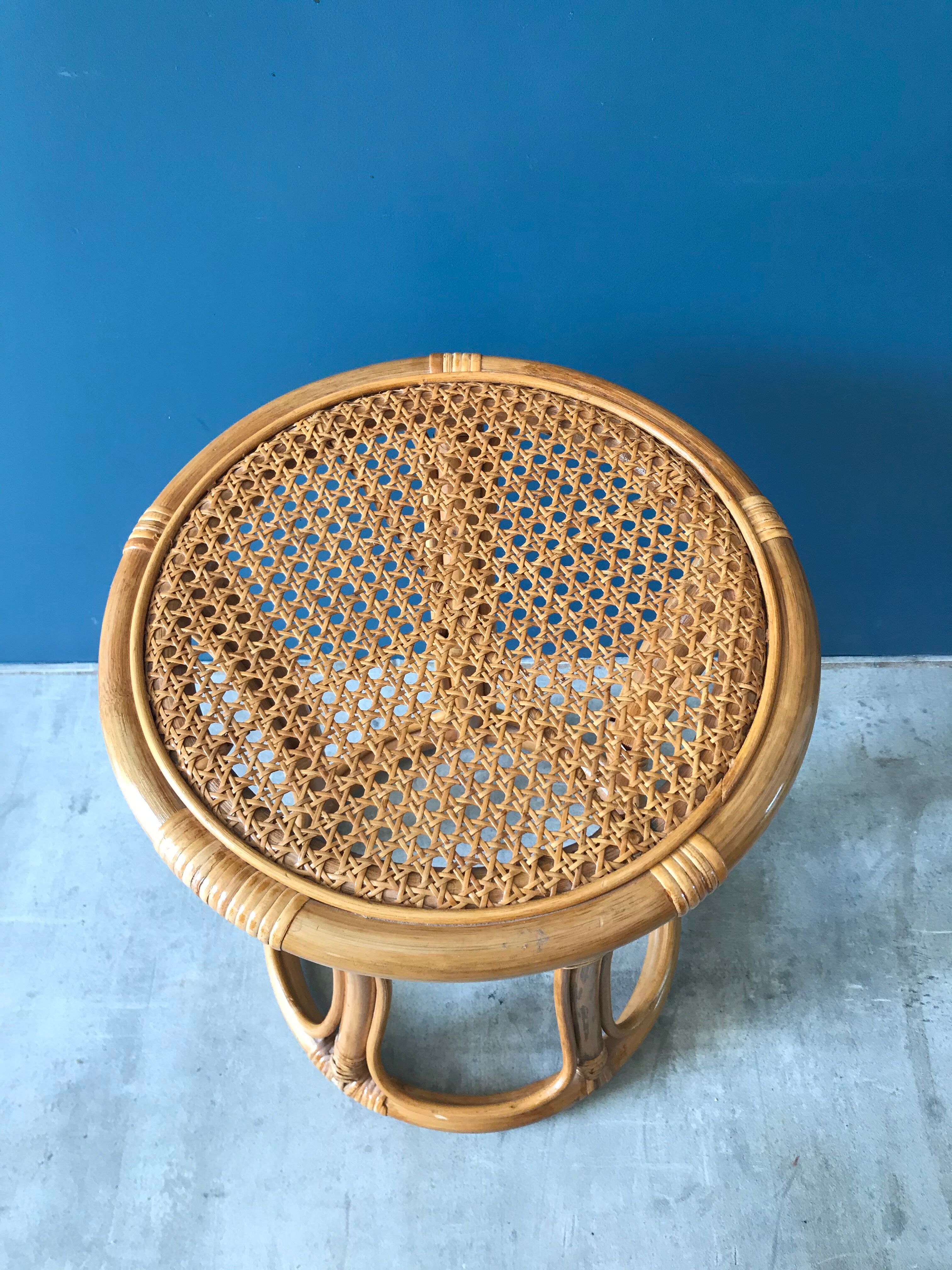 Rattan stool with caning