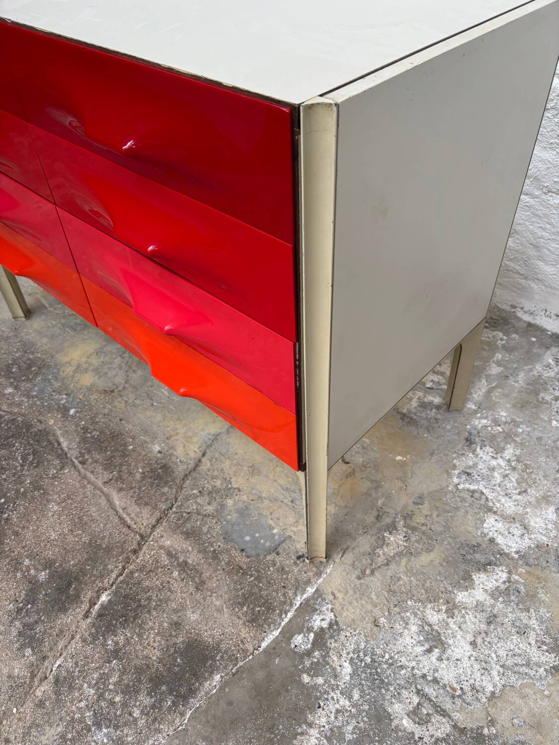 Raymond Loewy red orange chest of drawers