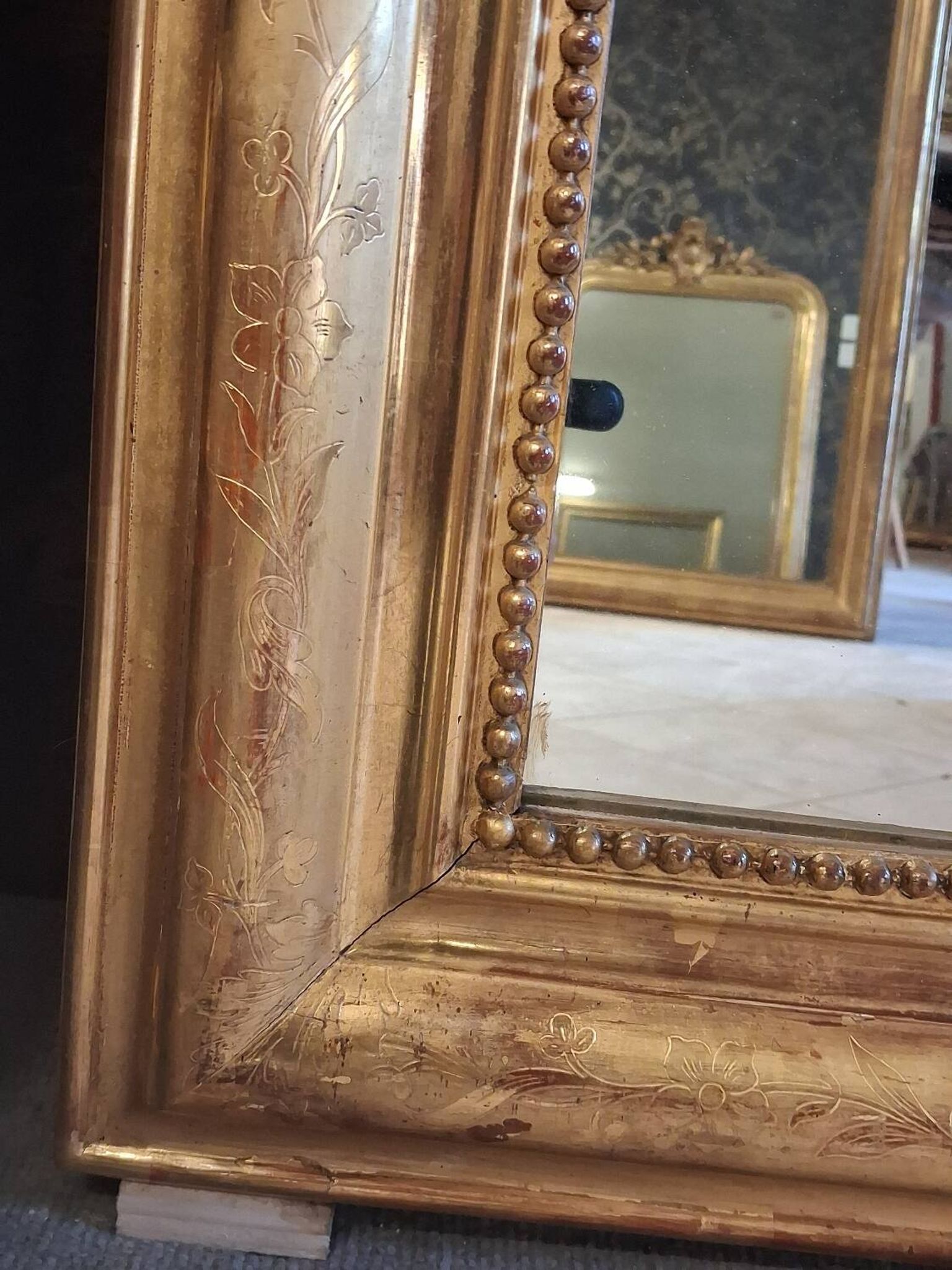 Louis Philippe mirror with pediment 148 x 95