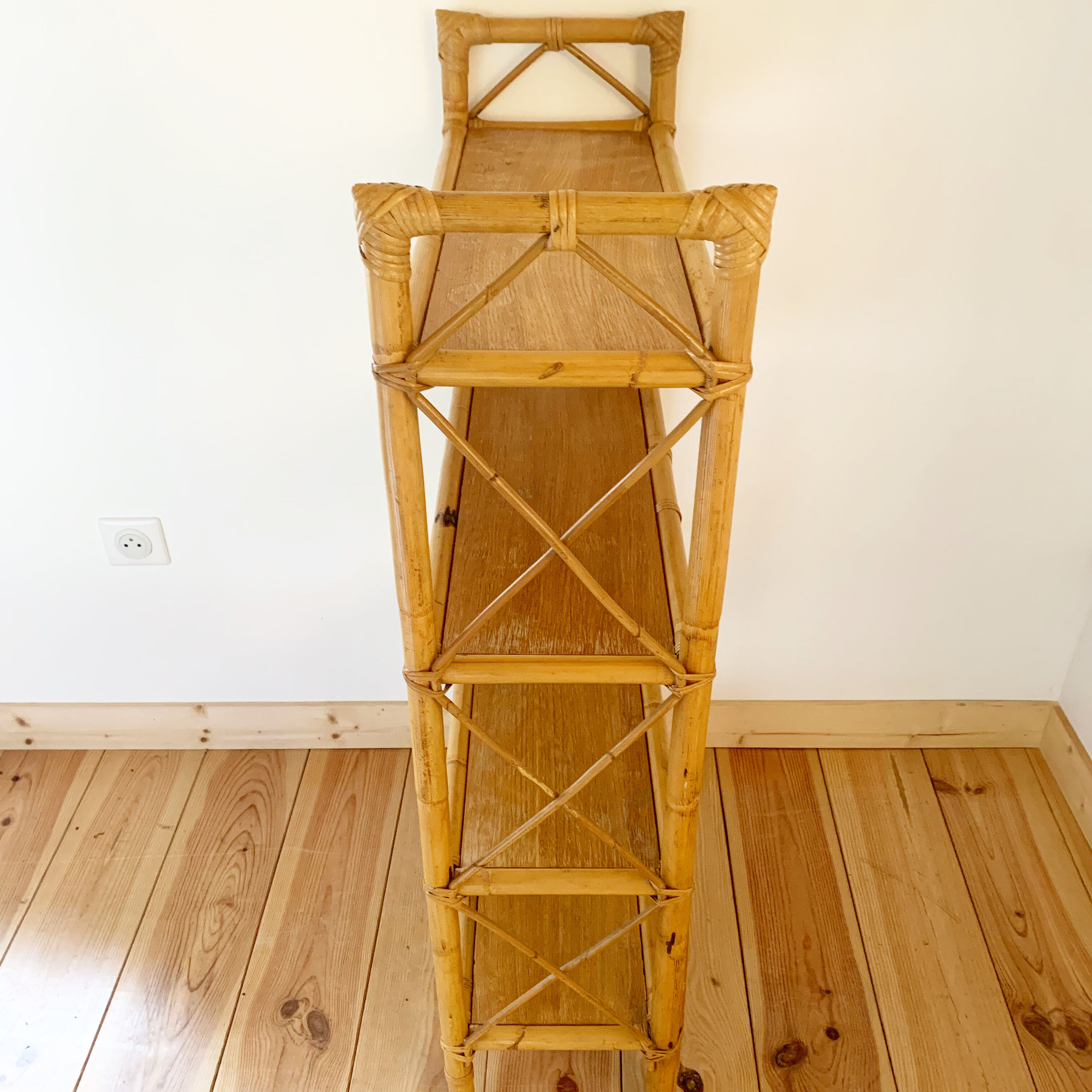 Vintage rattan stand shelf