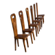 Sculptural high-back chairs in solid olive wood, France, 1960s, set of 6