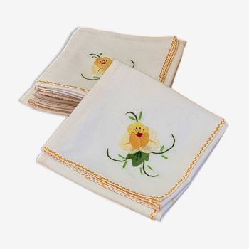 Lot de 8 serviettes de table à fleurs vintage