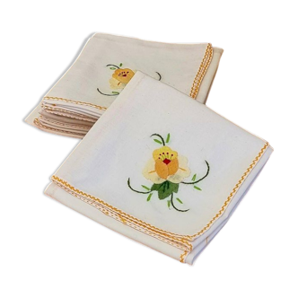 Lot de 8 serviettes de table à fleurs vintage