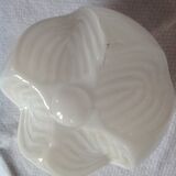 Vintage chandelier in opaline and stainless steel, 70s.