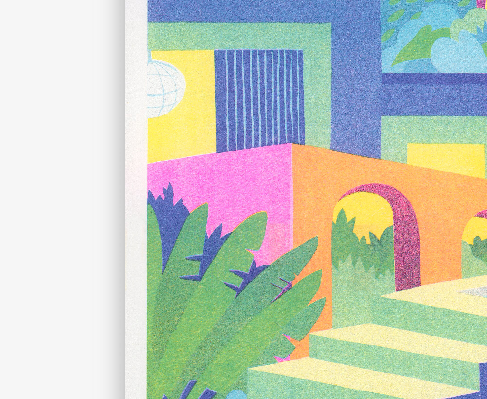 Illustration A4, houses, in risography