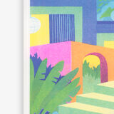 Illustration A4, houses, in risography