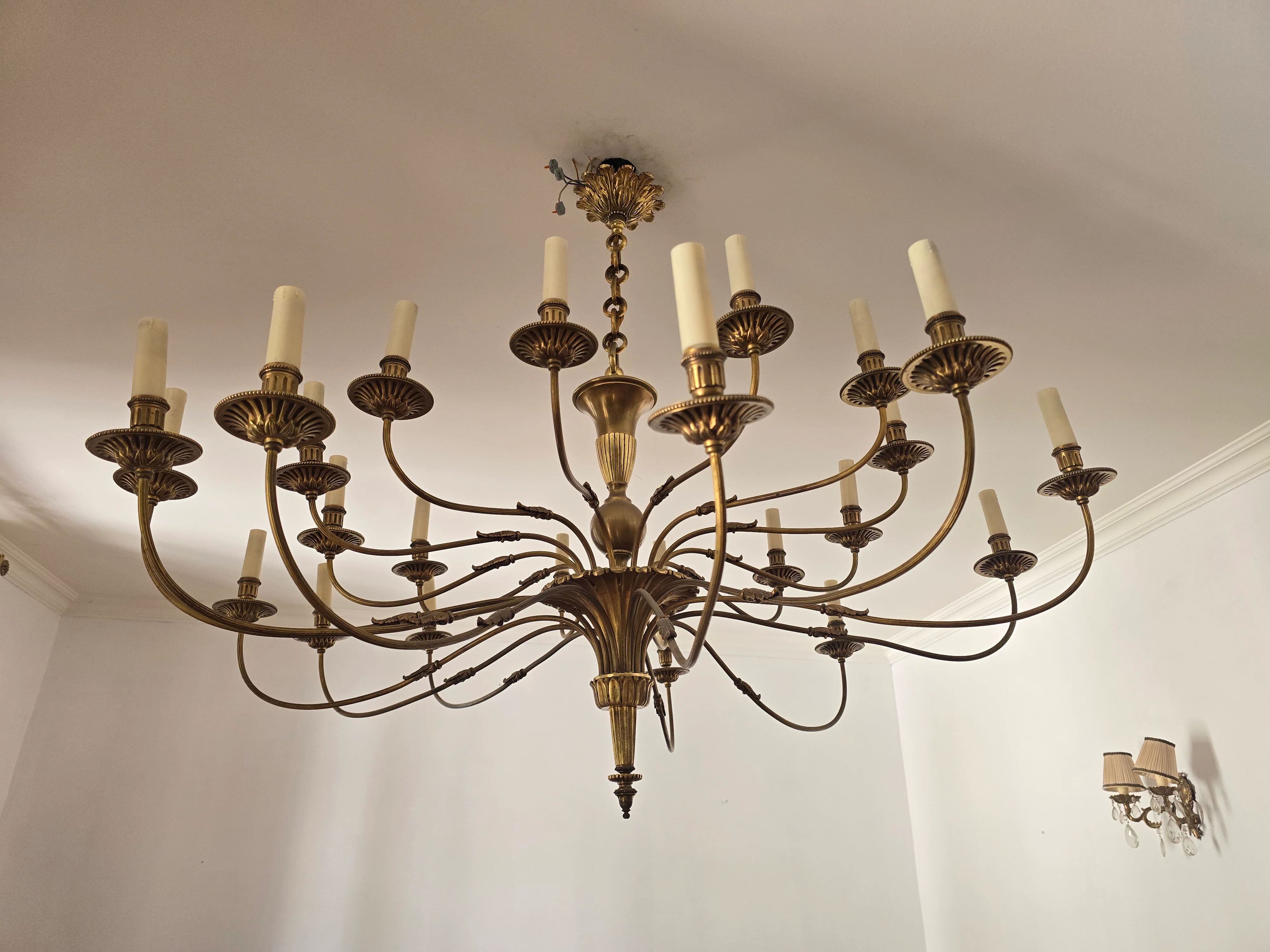 Large solid brass chandelier with 24 lights