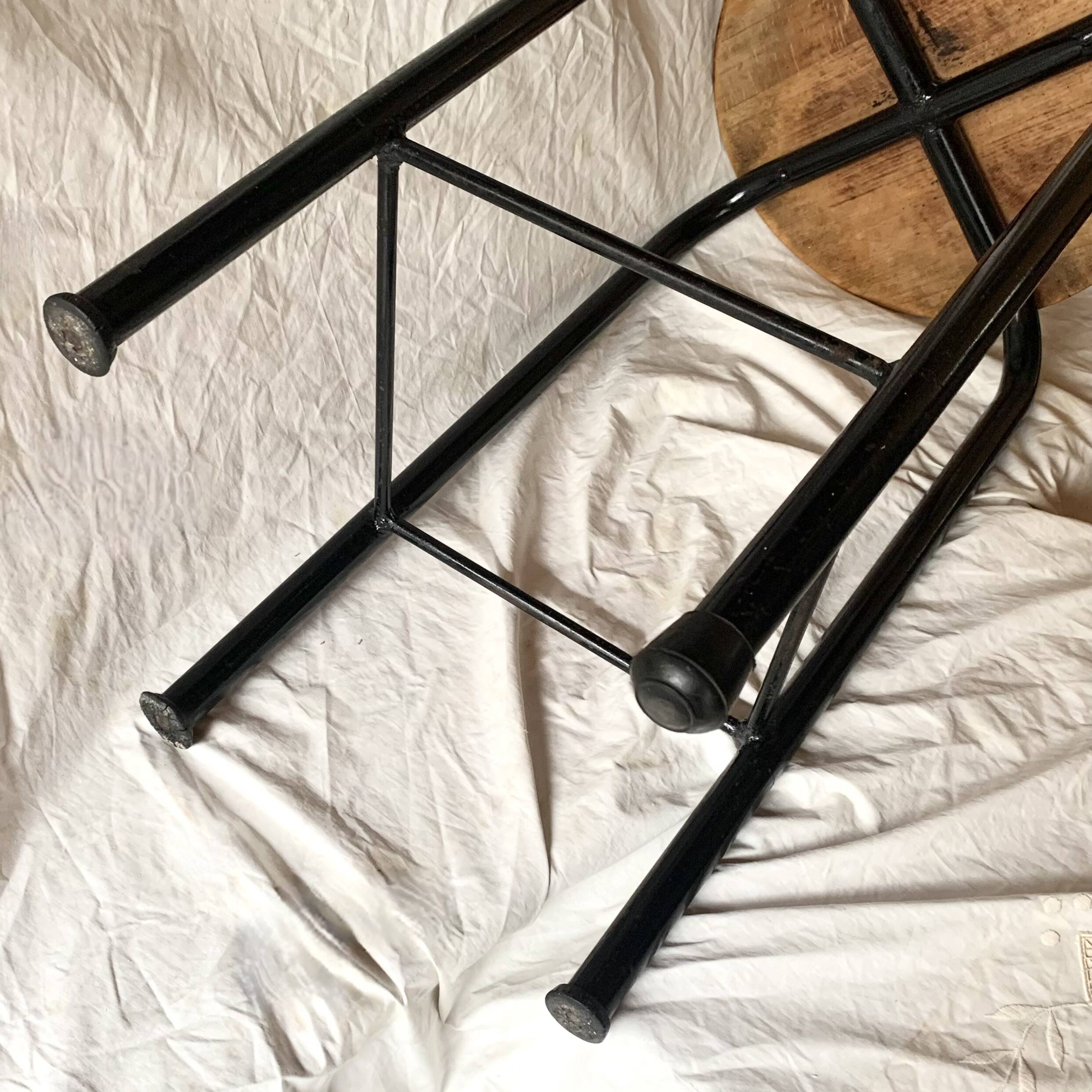 Vintage industrial stool in wood and metal