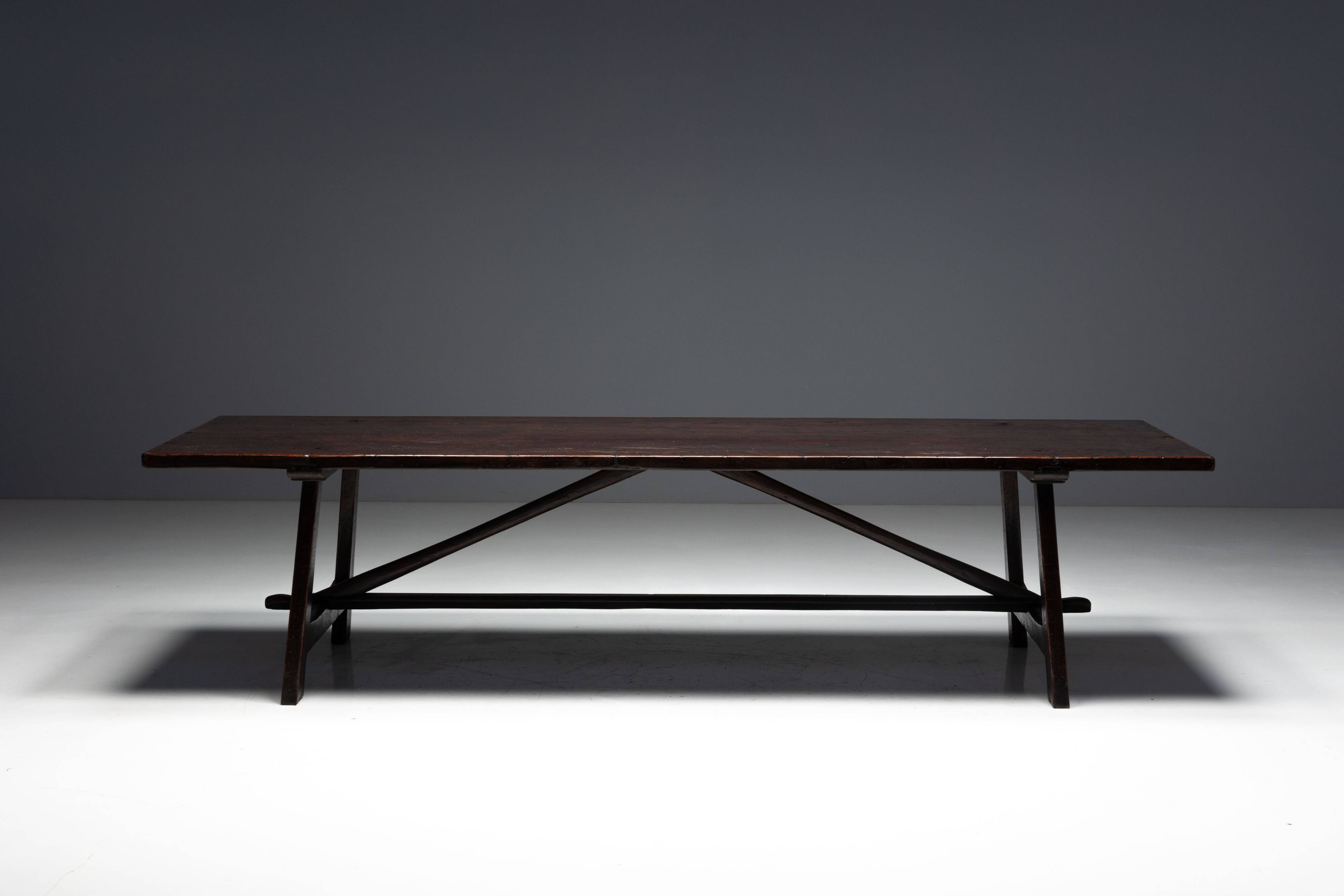 Rustic Vernacular Dining Table, France, Early 20th Century