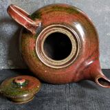 Théière de potier en grès émaillé vintage