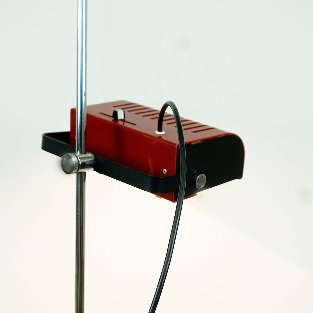 Red Italian Space Age Adjustable Spot Floor Lamp