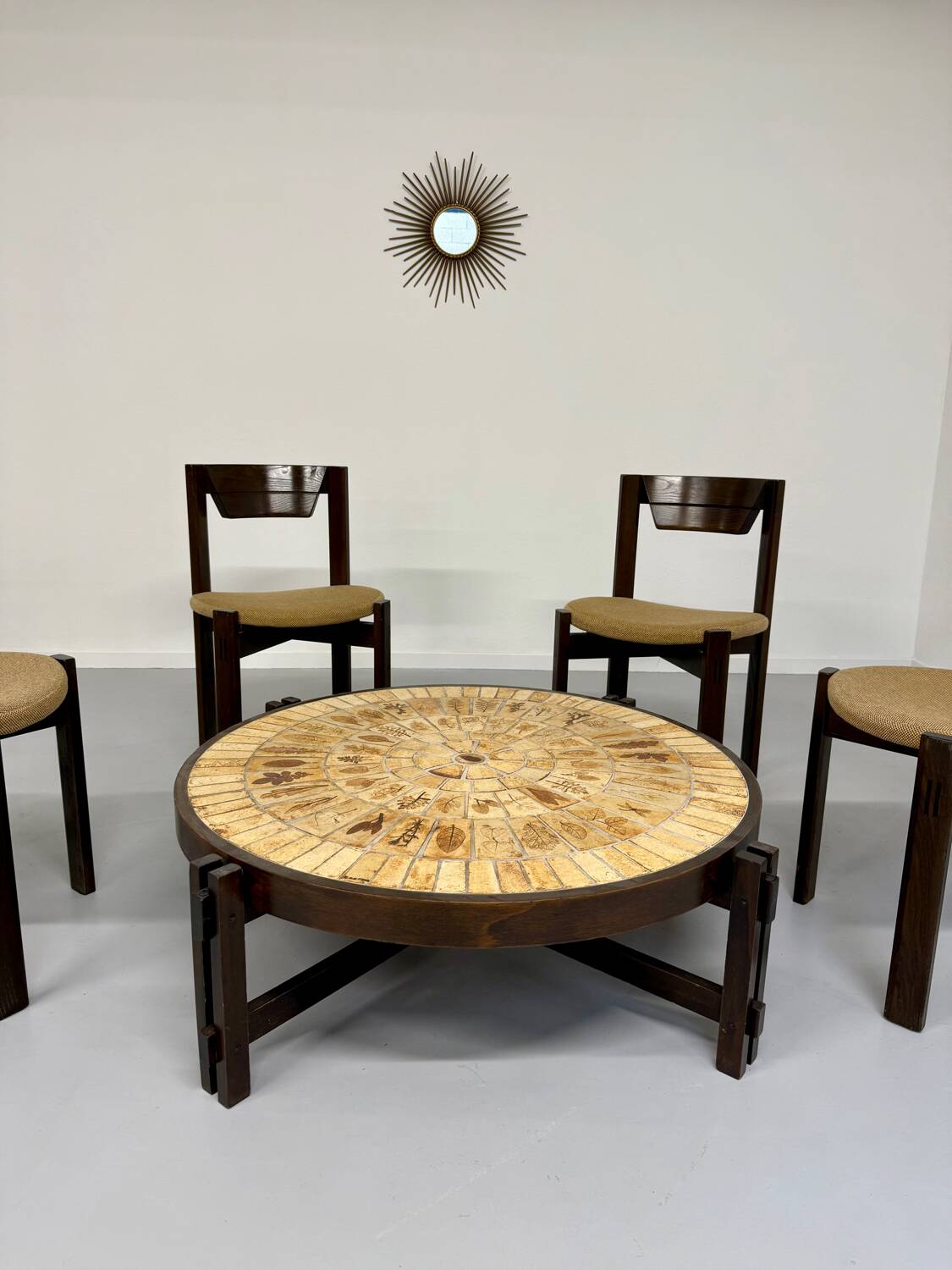 Set of 4 Girsberger Scandinavian style chairs from the 80s, vintage wood